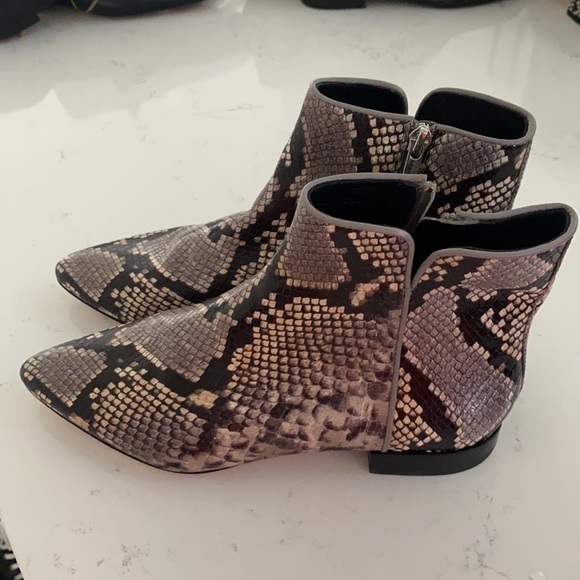 Paige Catherine Snakeskin-Embossed Leather Ankle Boots - Picture 3 of 4